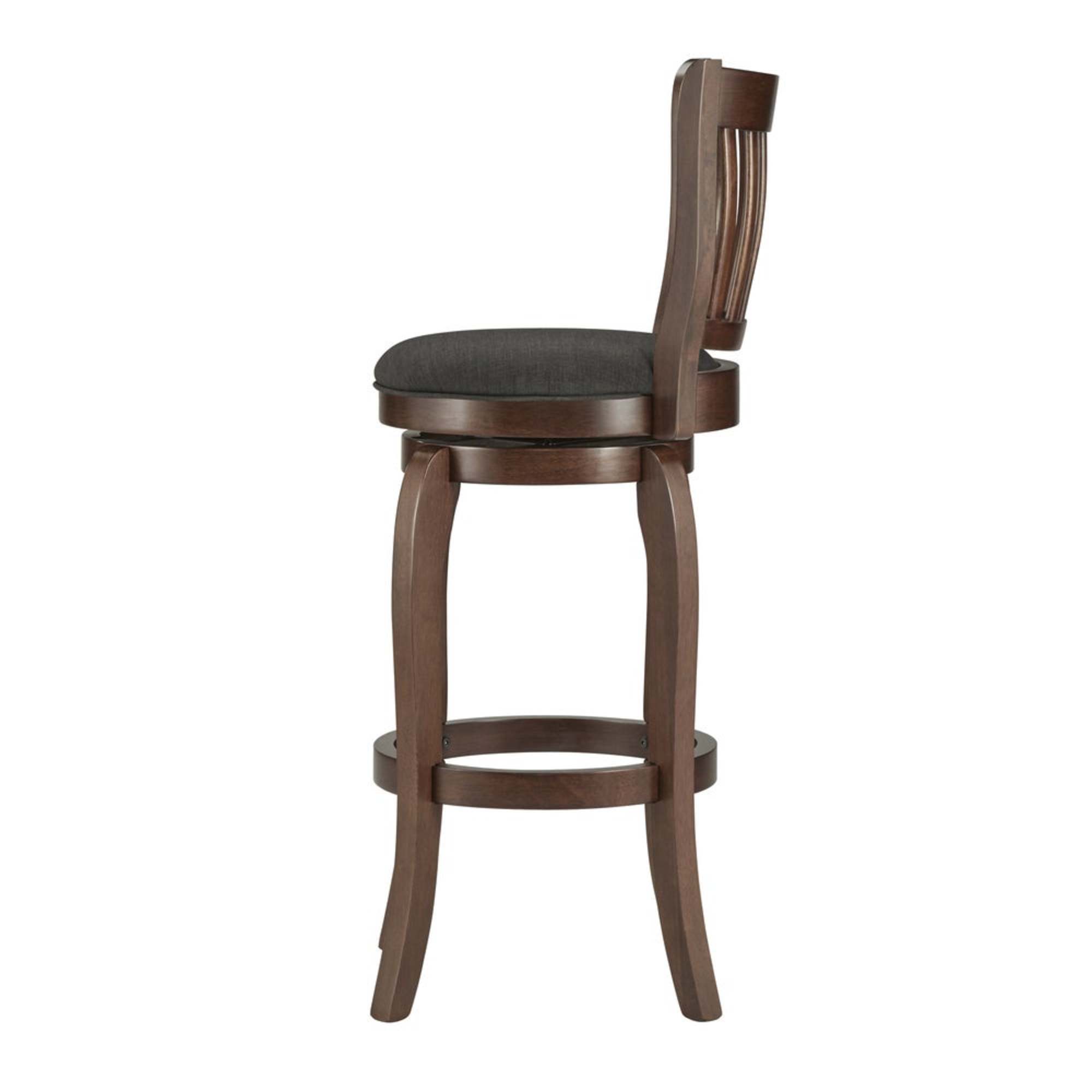 Weston Home Morgan Linen High Back Swivel Bar Height Stool, Dark Grey