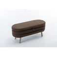 thumbnail image 4 of Oval Storage Bench, Boucle Fabric Upholstered Bench with Wood Legs ,Ottoman Bench Indoor for Living Room, Bedroom, End of Bed, Entryway, Bed Side, Brown, 4 of 9