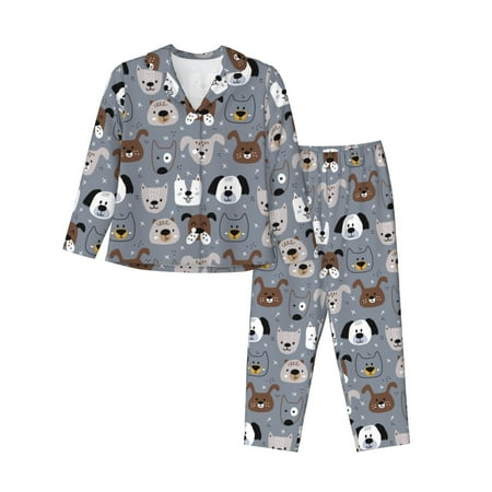 Naloa Cute Dog Faces Pajamas for Women Set  Womens Pajama Sets  Lounge Sets for Women  2pjs for Women-Medium