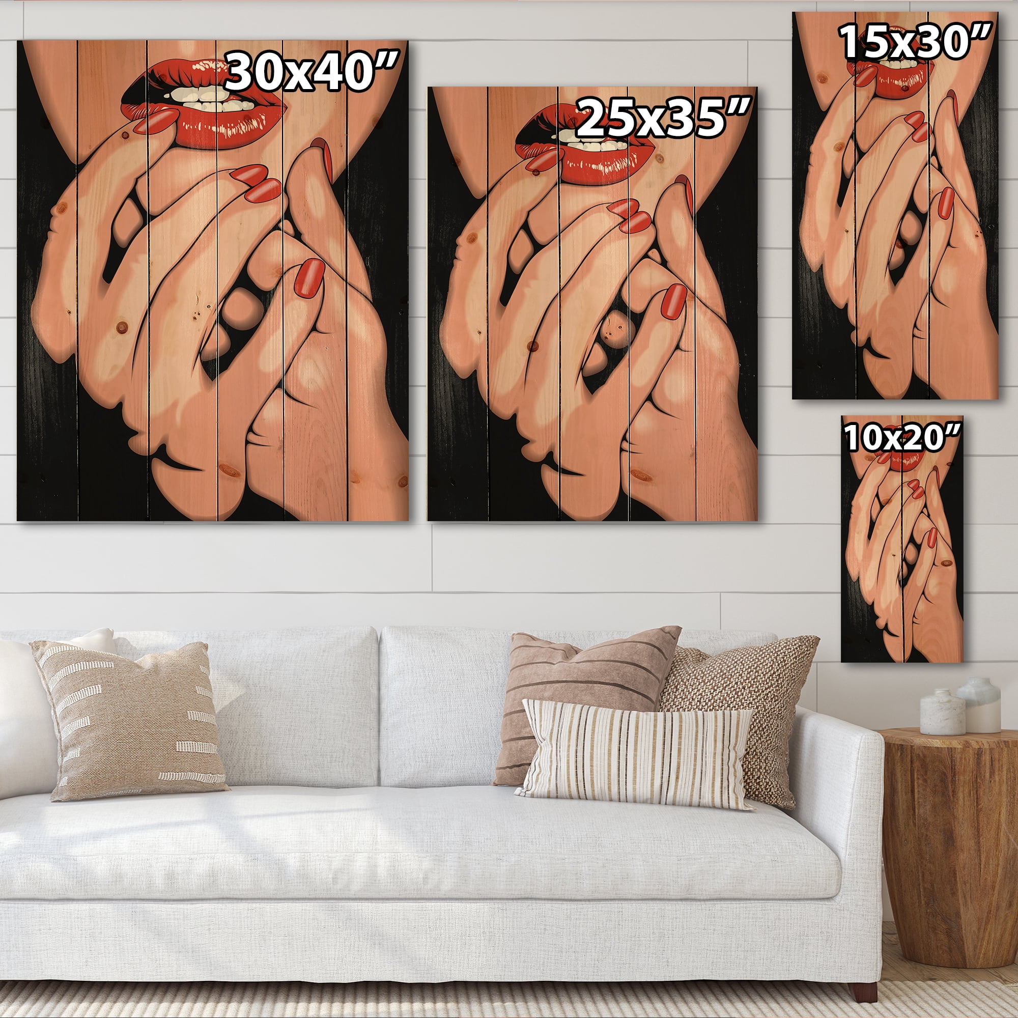 Designart 'Portrai Of A Young Modern Girl' Modern Print on Natural Pine Wood
