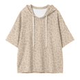 thumbnail image 5 of Womens Cheetah Print Hooded Sweatshirt Long Sleeve Leopard Pullover Hoodie Casual Loose Winter Tops Beige L, 5 of 5