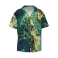 thumbnail image 2 of Lsque Turquoise Golden Swirl print Men's Cuban Collar Short Sleeve Shirt Summer Beachwear Casual Button Down Fashionable Vacation Leisure Shirt-Large, 2 of 7
