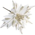 thumbnail image 1 of 6 piezas de flores de Pascua de seda, flores artificiales de Navidad, adornos para árboles de Navidad con purpurina, flores artificiales para árboles de Navidad para bodas, blancas, 1 of 5