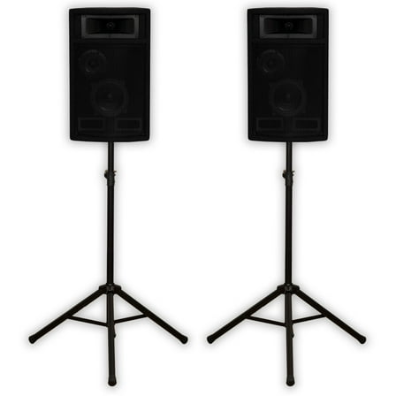 Acoustic Audio PA-500X Passive 800 Watt 3-Way Speaker Pair DJ PA Speakers and Stands