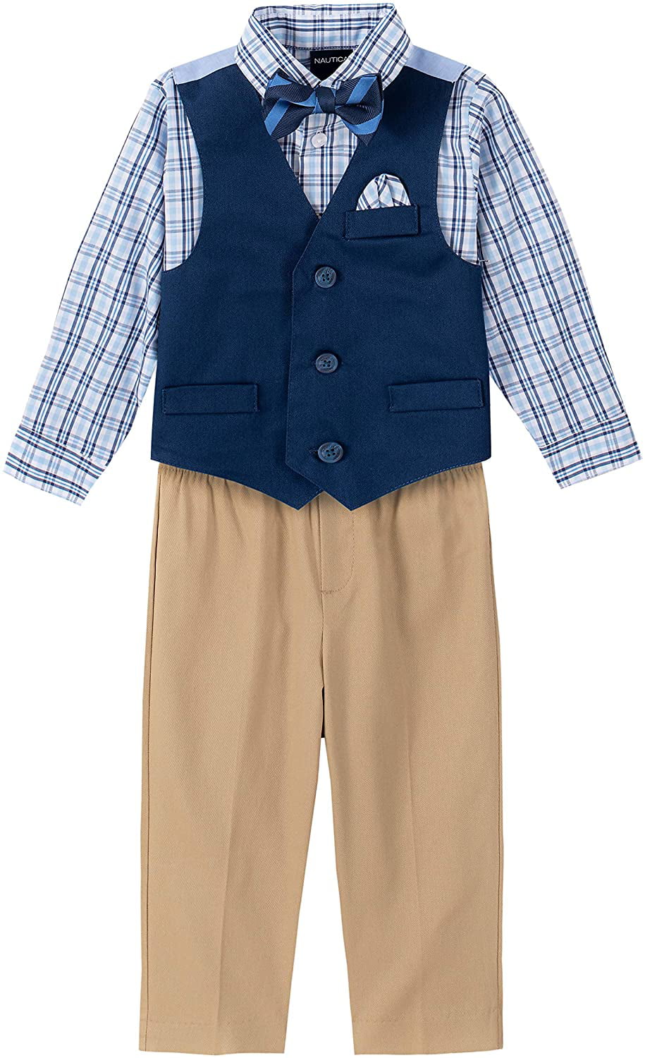 Infant Boys Nautica $50 4pc Dark Blue Vest Suit Size 12 Months 24 Months 