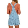 thumbnail image 5 of luvamia Women's Cute Denim Overalls Shorts Adjustable Strap Cuffed Hem Jean Shortalls Wategos Blue Size XL, 5 of 5