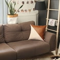thumbnail image 5 of Slanted White and Brown Faux Leather Throw Pillow, 5 of 7