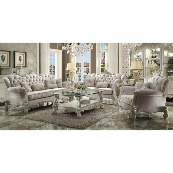 Acme Furniture 52105 Versailles Ivory Velvet Bone White Living Acme Furniture 52105 Versailles Ivory Velvet Bone White Living Room Set 5pcs Com