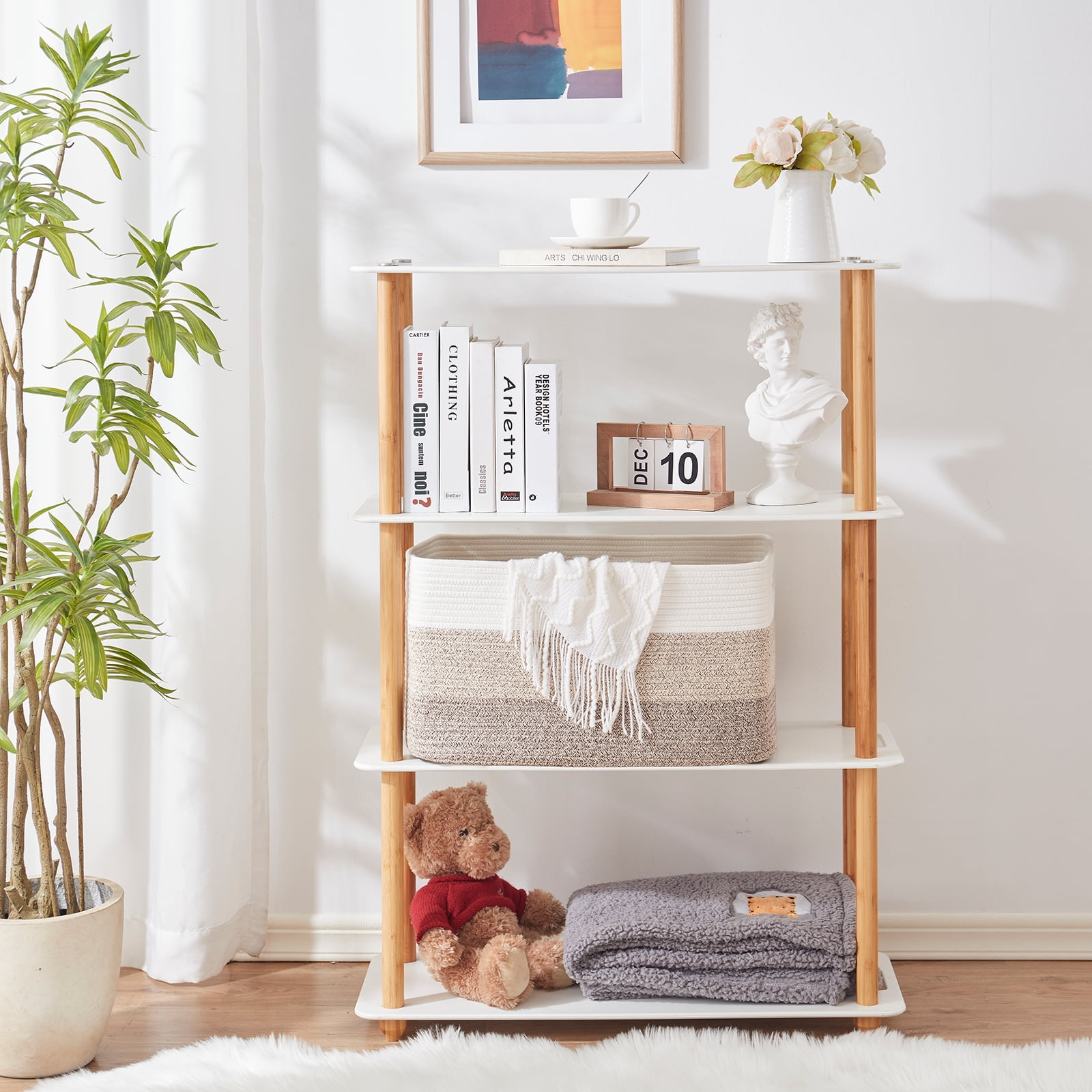 CHERISHGARD 110L Large Rectangle Storage Basket，Woven Basket For Laundry, Nursery, Bedroom，25.2"L x 17.32"W x 15.75"H