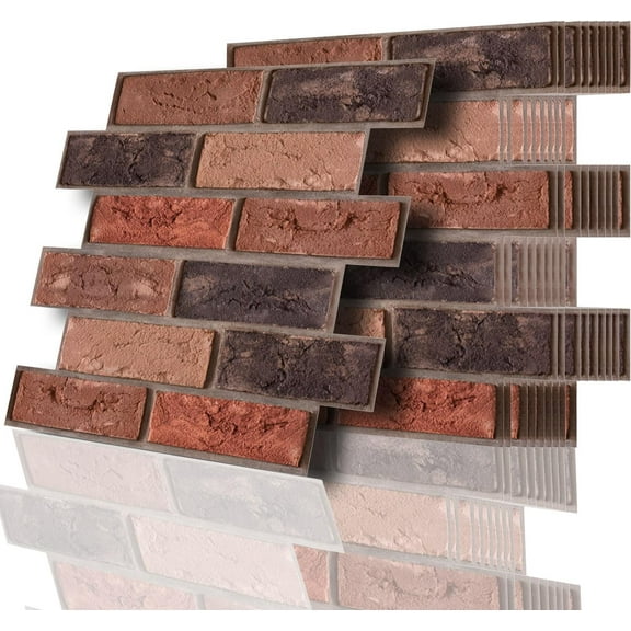3D Wallpaper peel and stick,Fake Brick,Waterproof Foam,PVC Brick Backsplash For Kitchen Living Room Bedroom bar Wall Decoration(red brown)