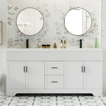72" Freestanding Double Sink Bathroom Vanity Set With Resin Top, Hand-Painted, EPA Certificate