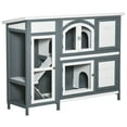 thumbnail image 1 of PawHut 57" Rabbit Hutch, 2 Tier Bunny Cage, Guinea Pig Cage, Bunny Run, Indoor Outdoor Small Animal House with Slide-out Tray, Ramp, 1 of 10