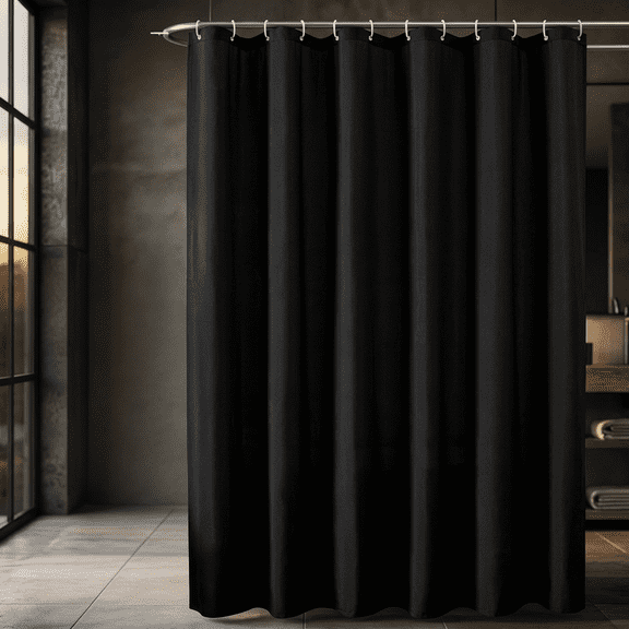 Appoft Solid Black Shower Curtain for Bathroom, Fabric Shower Curtain- Soft Cloth & Hotel Spa Quality, Water Repellent, Machine Washable Shower Curtain Set with 12 Hooks, Grommets Top, 72Wx72L