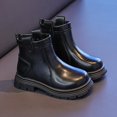 thumbnail image 4 of Cethrio Little Girls Ankle Boots, Soft Sole Side Zipper Outdoor Round Toe Fall Winter Shoes Black Size 13.5 Little Kids, 4 of 6