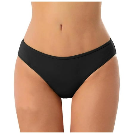 gdxvjhbj Swim Bottoms for Women s Bikini Swim Bottom Briefs Ribbed High Cut Mid Waist Cheeky Bathing Suit Bottom (Black M)