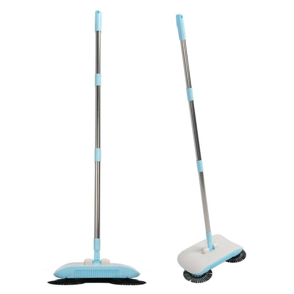2 in 1 Handheld Floor Sweeper, Stainless Steel 180 Degree Rotating Hand Push Floor Mopping Carpet Sweeping Cleaner for Hardwood Marble Tile Ceramic Scraps Paper