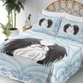thumbnail image 3 of Ambesonne Dog Fitted & Top Sheet Set with Shams, Cartoon Puppy Floral Ornate, Pale Blue Lavender Blue, 3 of 5