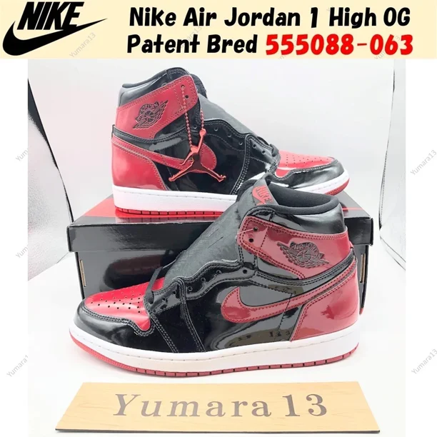 Nike Air Jordan 1 High OG Patent Bred 555088-063 Men's Size