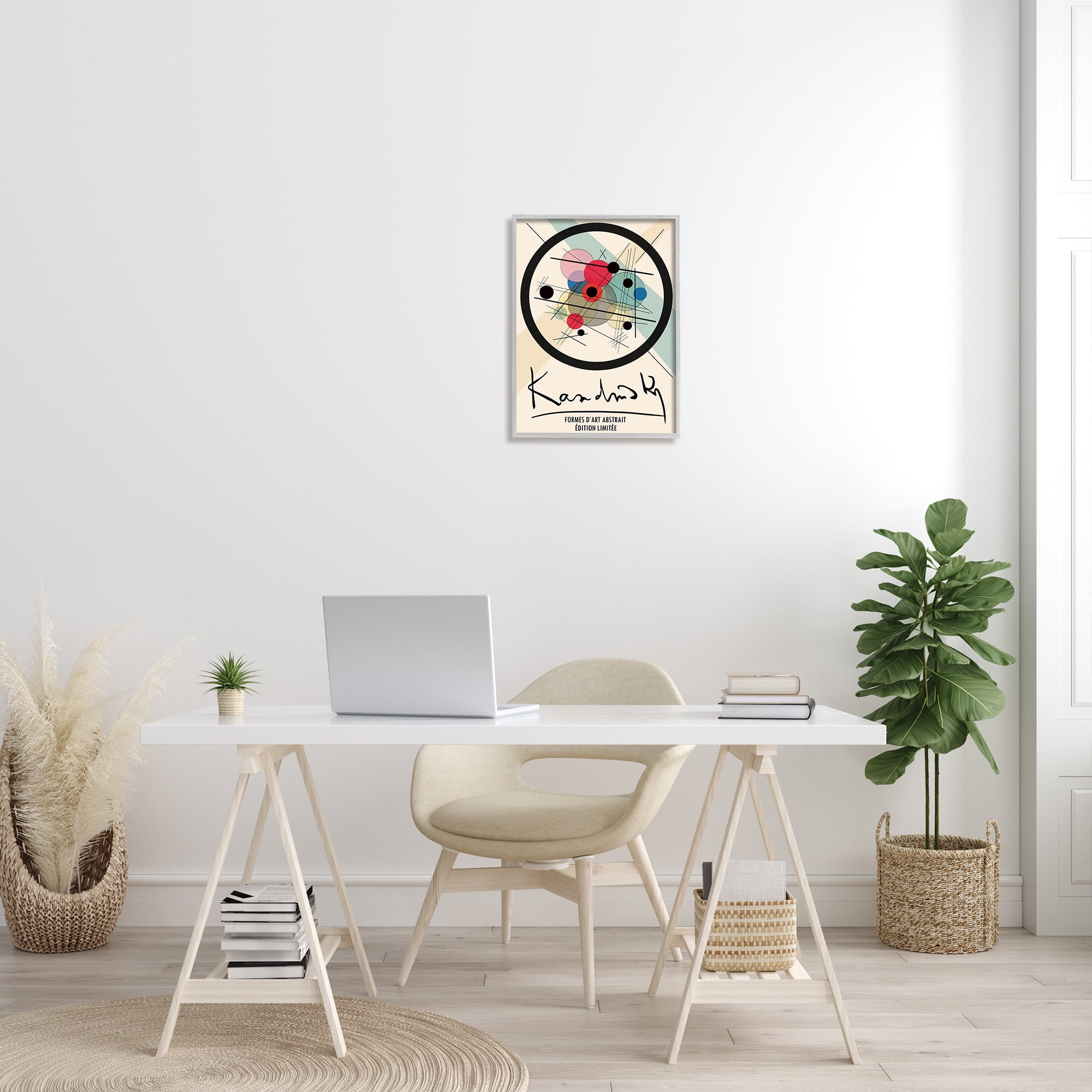 Stupell Industries Kandinsky Traditional Abstract Layered Circles Patchwork Lines, 16 x 20, Designed by Ros Ruseva