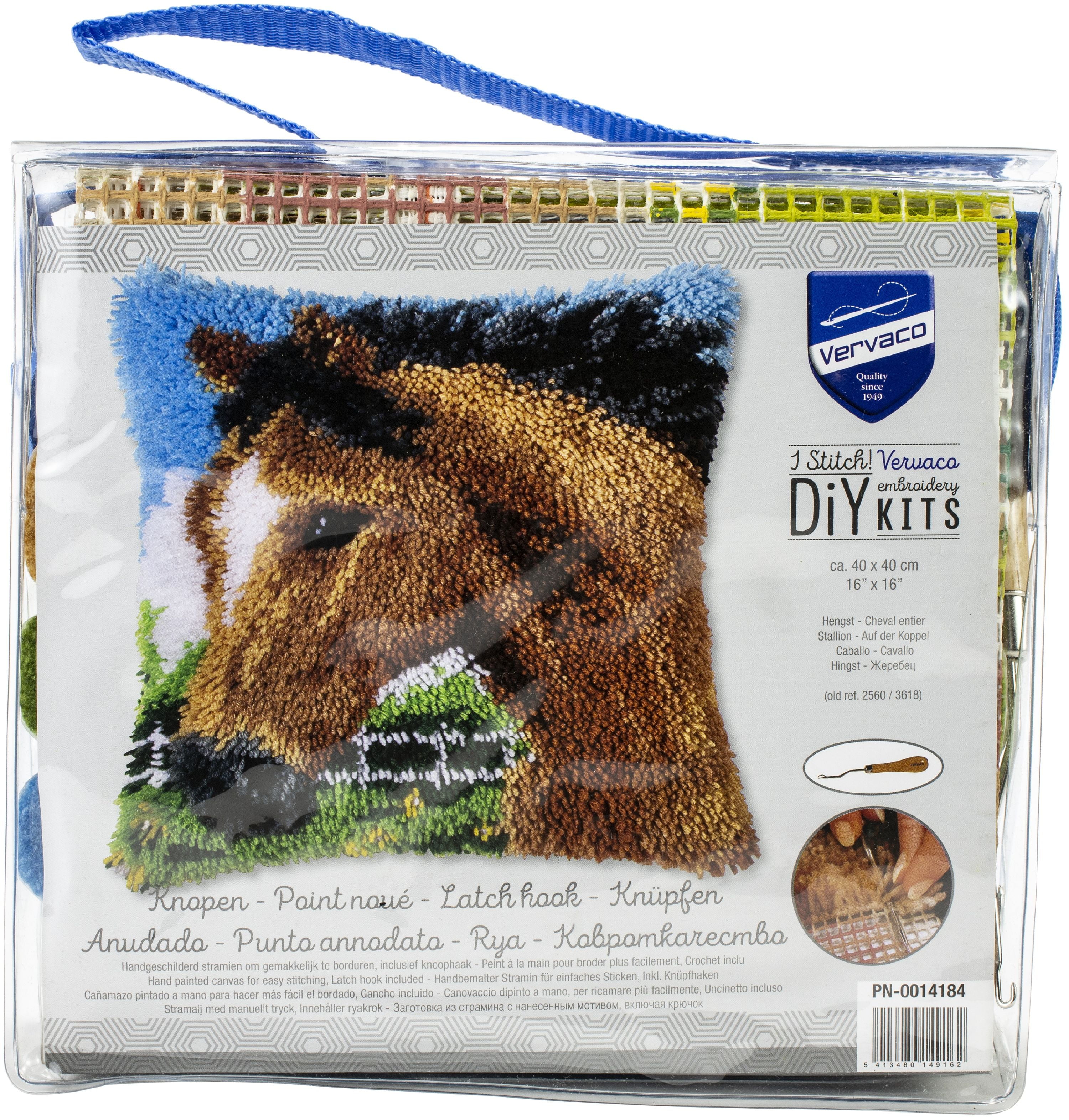 Vervaco Cushion Latch Hook Kit 16"X16"Stallion