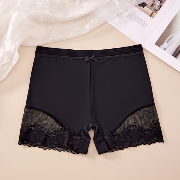 ITSAME Womens Plus Size Underwear Lace Trim Stretch Breathable High Waisted Boyshort Panties Black Size XL