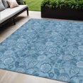 thumbnail image 2 of HomeRoots 626607 5 x 8 ft. Blue & Denim Blue Floral Washable Transitional Indoor & Outdoor Rectangle Area Rug, 2 of 9