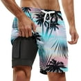 thumbnail image 4 of Fgnfyis Men's Swim Shorts Summer Fashion Double Layer Swimwear with Compression Liner Pockets Mens Swim Trunks Sky Blue_010 L, 4 of 7