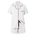 thumbnail image 4 of TYGHBN Womens Pajamas Set Short Sleeve Sleepwear Button Down Nightwear Shorts Soft Home Wear Sets Pajama Gram Pajama plus Size Pajama Set for Women Plaid Pajamas for Women Fall Pajamas Women Organic, 4 of 5
