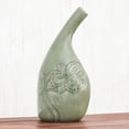thumbnail image 3 of NOVICA Handmade Celadon Ceramic Vase Green Floral from Thailand Vases [10.75in H x 5in W x 4.3in D] 'Orchid Spirit', 3 of 6