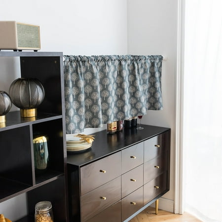 Valance Tree Printing Navy Blue Blackout Window Curtain Valances Valance Tree Printing Navy Blue