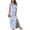 02 Floral Light Blue, variant on Women's Summer Casual Loose Long Dress Cold Shoulder Short Sleeve Split Maxi Dresses