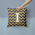 thumbnail image 2 of Letter I Chevron Navy Blue and Gold Fabric Decorative Pillow, 2 of 4