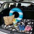 thumbnail image 2 of Xixirimido Universal Car Trunk Mat 29" x 39", All Weather Trunk Protection Durable Cargo Liner Mat Auto Interior Accessories Fit for Most Car Models, Starry White Skulls, 2 of 7