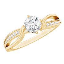 Rosec Jewels Lab Created Diamond Circle Engagement Ring - 5 MM - EF-VS Quality - Ready to Gift, 10K Yellow Gold, US 7.00