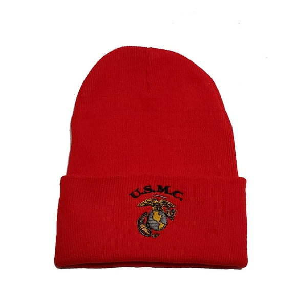 Made in The USA U.S.M.C. Red Marines Marine Corps Cuffed Beanie Hat Cap Toboggan WCAP024