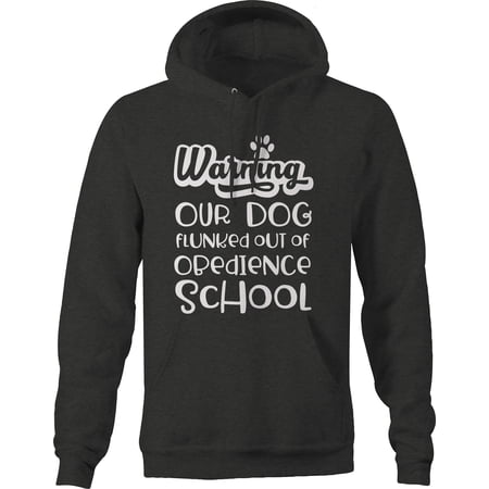 Warning Our Dog Funny Pet Hoodie for Big Men 3XL Dark Gray
