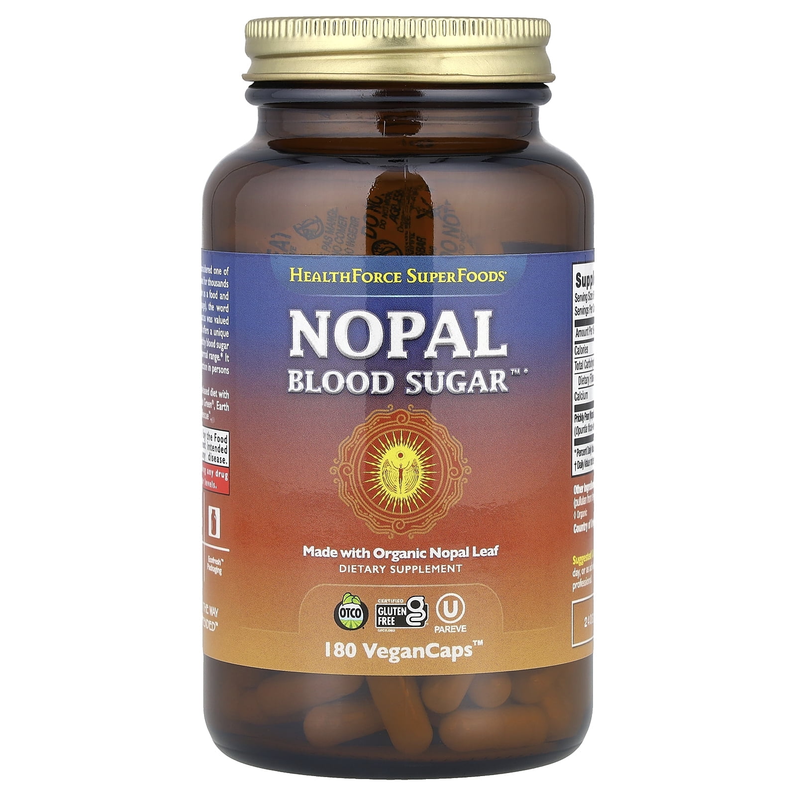 HealthForce SuperFoods Nopal Blood Sugar - Capsules - 180 Vegan Capsules