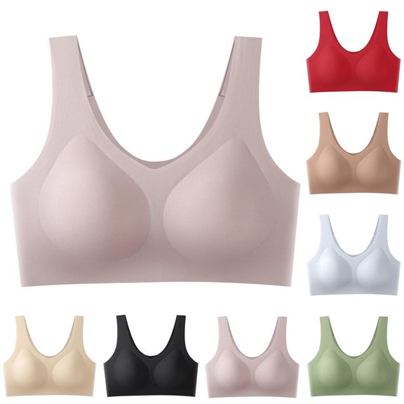 Rvasteizo Women Wireless Bra Wireless Bust Gathering Breathable Seamless Thin Cup Everyday Bra