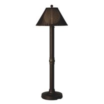 Patio Living Concepts Tahiti II 60 in. Floor Lamp 17207 with 3 in. black tube body and tight weave  flat wicker  walnut shade