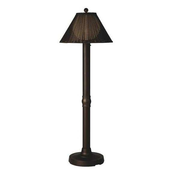 Patio Living Concepts Tahiti II 60 in. Floor Lamp 17207 with 3 in. black tube body and tight weave  flat wicker  walnut shade