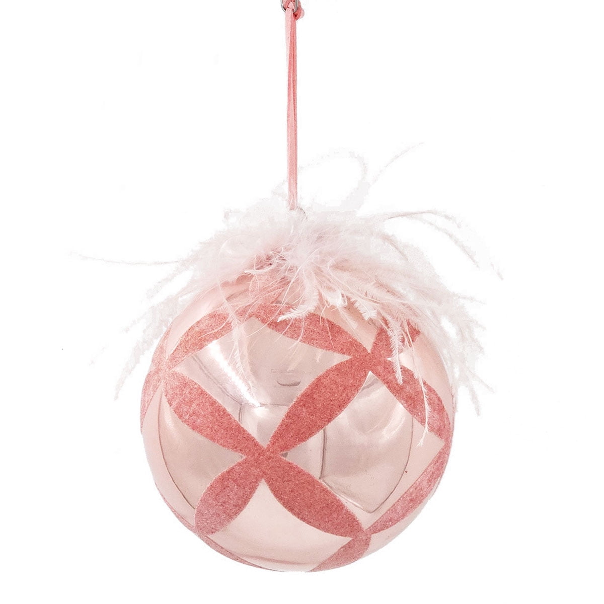 Set of 4 Glass Christmas Ball Ornaments with Flocking Feather and Painting Design by Riccardo Tree Decor