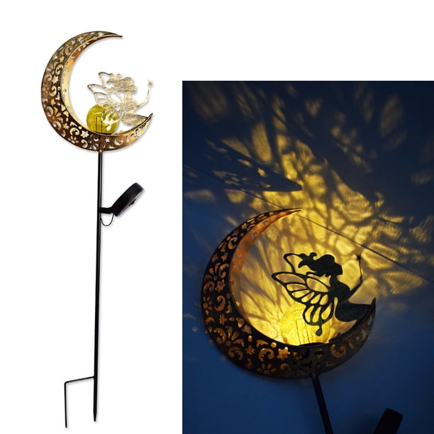 Luz de luna alimentada por energía Solar para exteriores, lámpara Solar de Metal, bola de cristal LED, luz de jardín, luz de camino de hadas impermeable, decoración de jardín al aire libre JAMW Sencillez