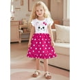 thumbnail image 3 of Emy Dola 2-7T Little Girls Flutter Sleeve Cotton Dress Cartoon Cat Tops Dot Print Ruffle Hems Skirt Summer Dress, 3 of 10