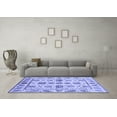 thumbnail image 3 of Ahgly Company Machine Washable Indoor Round Abstract Blue Modern Area Rugs, 3' Round, 3 of 4