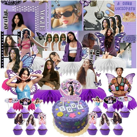 Olivia Rodrigo Party Supplies Honeycomb Centerpieces Table Toppers Decorations for Birthday Backdrop Banner