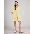 thumbnail image 5 of Womens Striped Button Down Midi Shirt Dress Casual Loose Cuffed Long Sleeve Mid Long Dresses Yellow S, 5 of 9