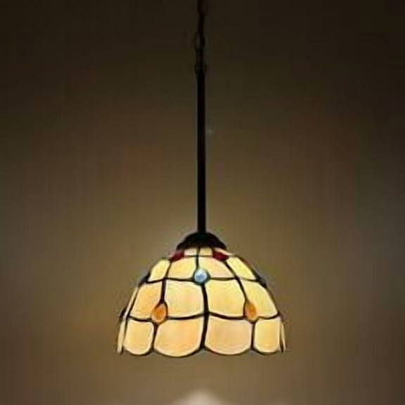 Tiffany Style Hanging Lamp Gold Stained Glass Crystal Beans LED Bulb for Dining Room Island Kitchen 60"H*8"W*8"D