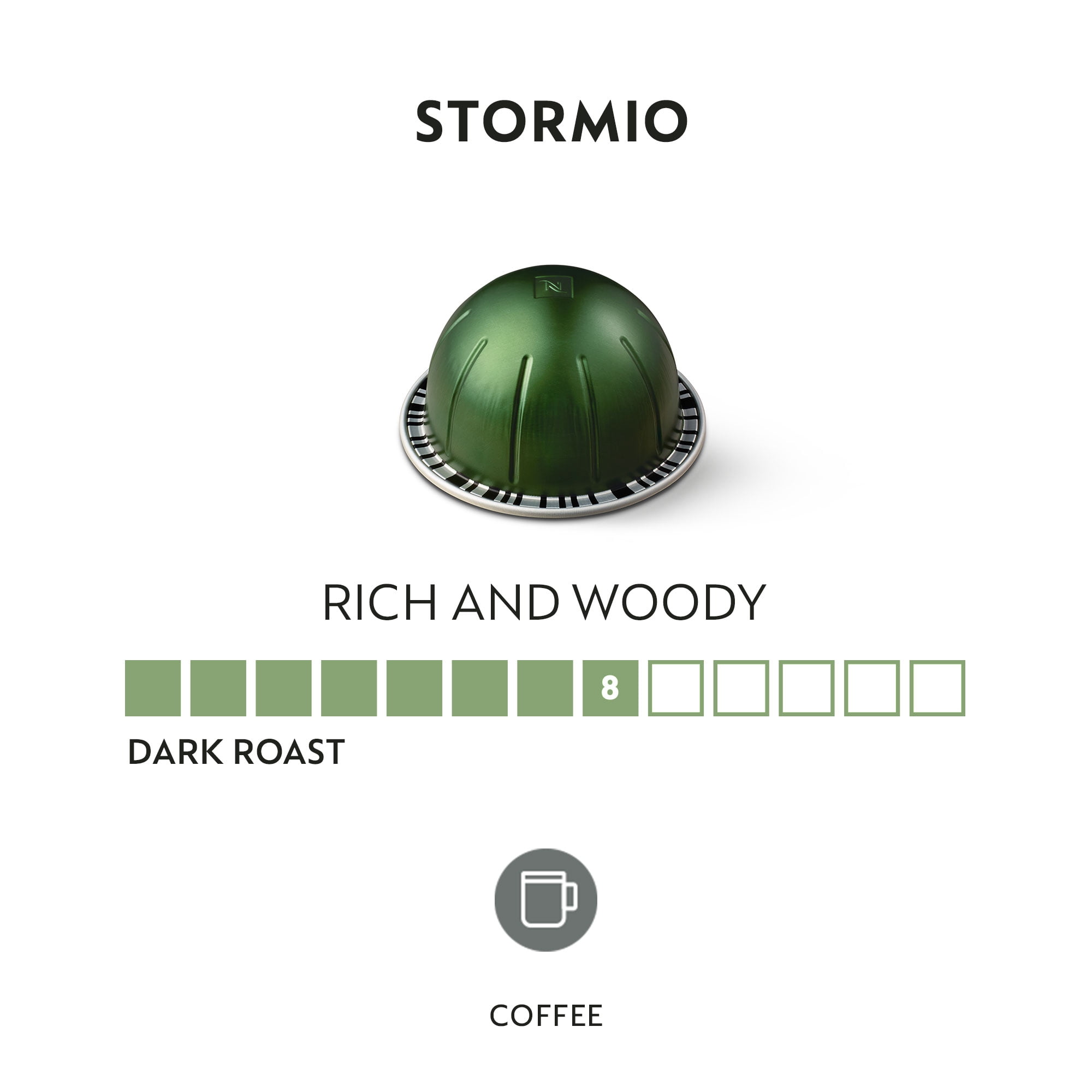 Nespresso Capsules Vertuo, Stormio, Dark Roast Coffee, 30-Count Coffee Pods