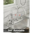 thumbnail image 5 of Kitchen Faucet with Sprayer 2 Handle Kitchen Sink Faucets 8 Inch Centerset 3 Hole with Supply Lines Brushed Nickel, 5 of 9