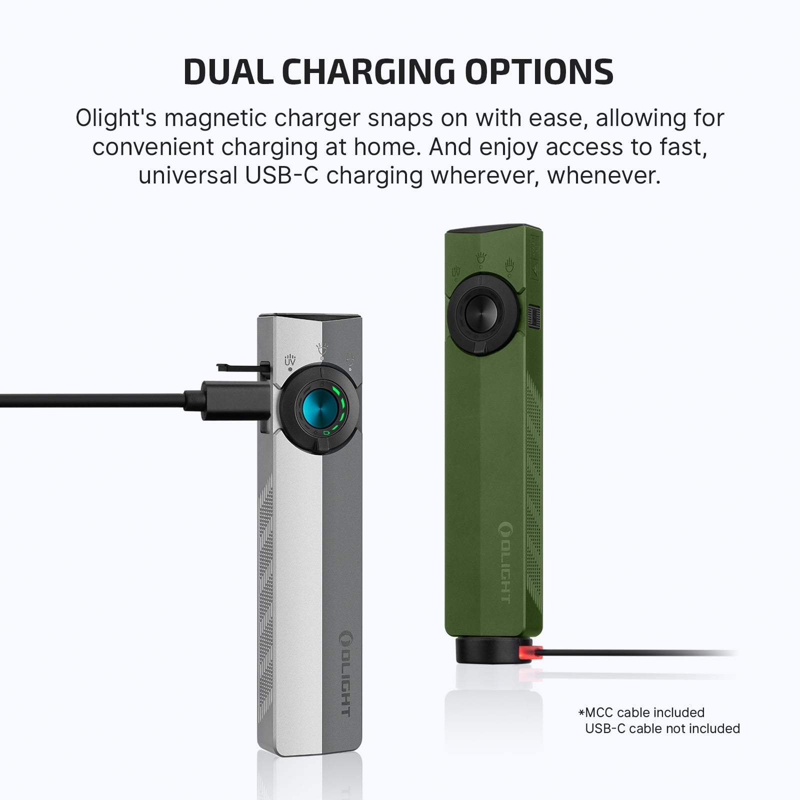 OLIGHT ArkPro EDC Flat Flashlight Rechargeable with Green Beam, UV and White LED,1500 Lumens USB-C Pocket Camping Flashlight, Spotlight Floodlight for Outdoor Emergency Working (OD Green CW)